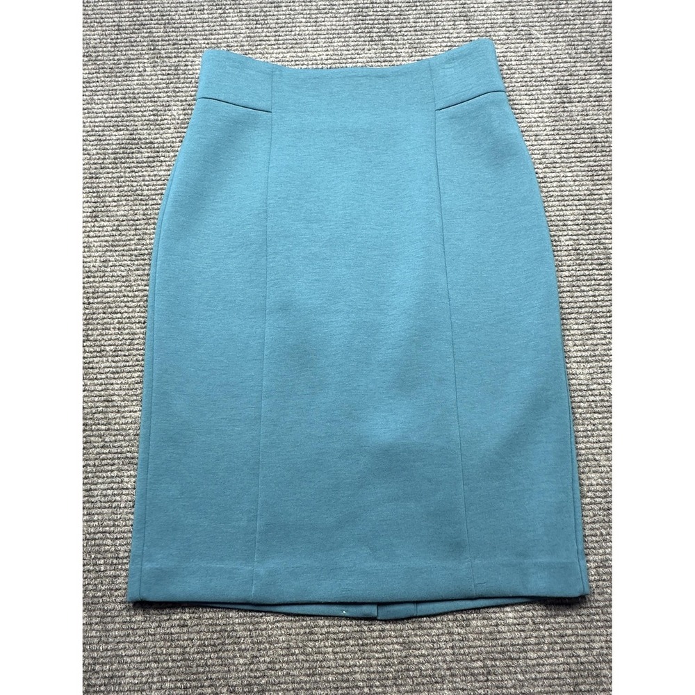 Ann Taylor Skirt‎ Womens 8 Green Knit Pencil Lined Back Vent Stretch Work Office